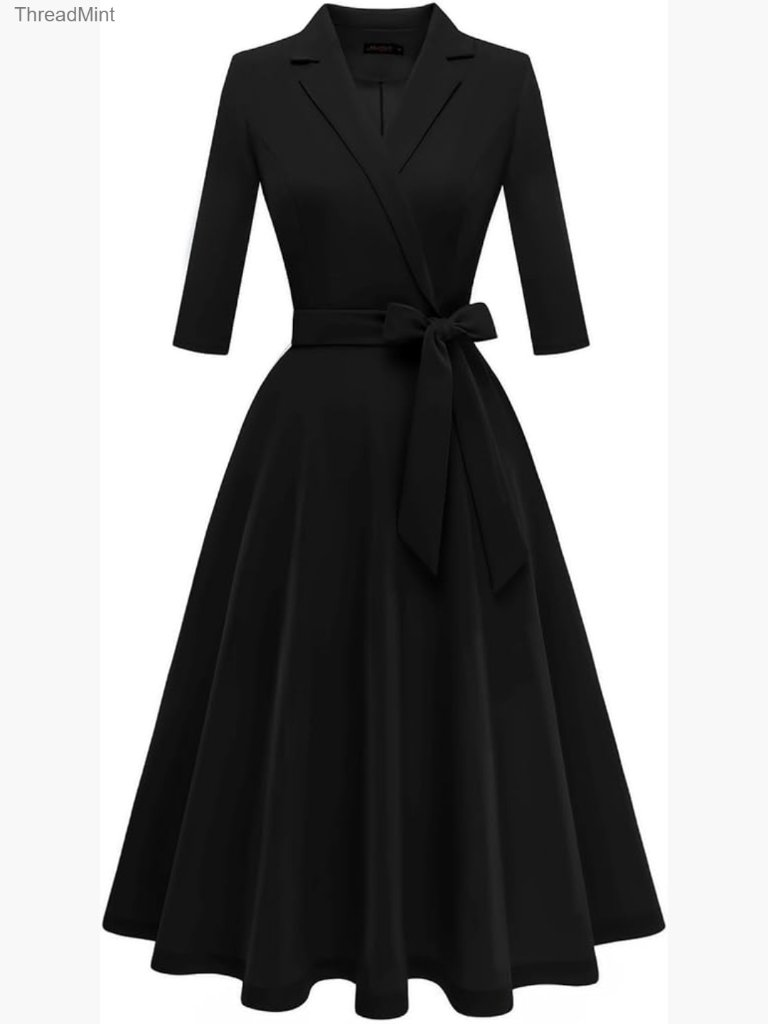 Women's Vintage Fit And Flare 3/4 Sleeve Cocktail Party Dress